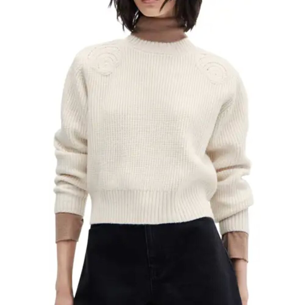 MANGO Perkins Embroidered Shoulder Sweater